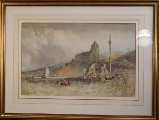 William Callow (1812-1908) Entrance to the port, Treport, Normandy 16 x 25in.